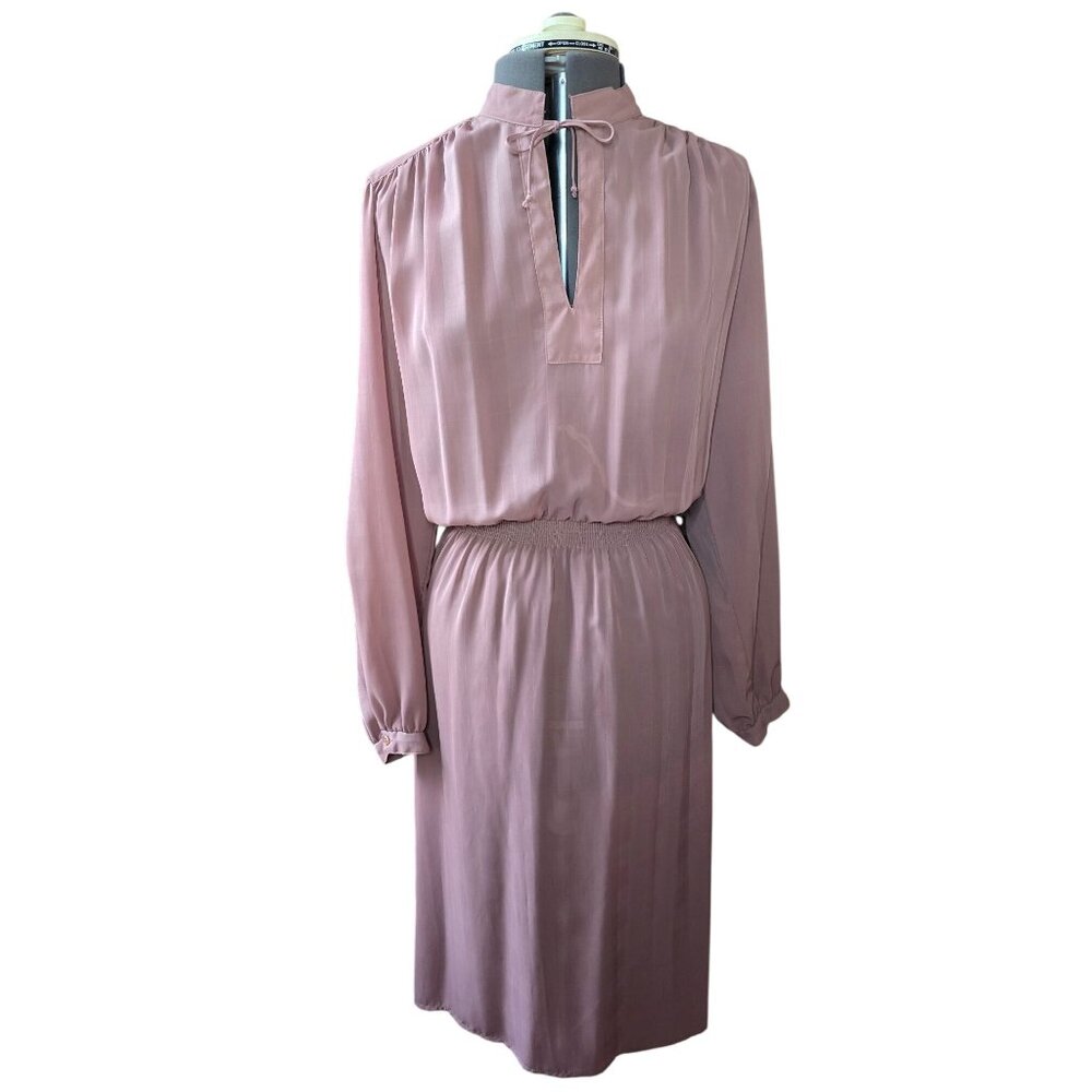 Vintage Neiman Marcus Beige Midi Secretary Dress Size 16